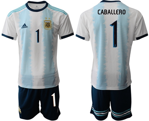 Argentina #1 Caballero Home Soccer Country Jersey